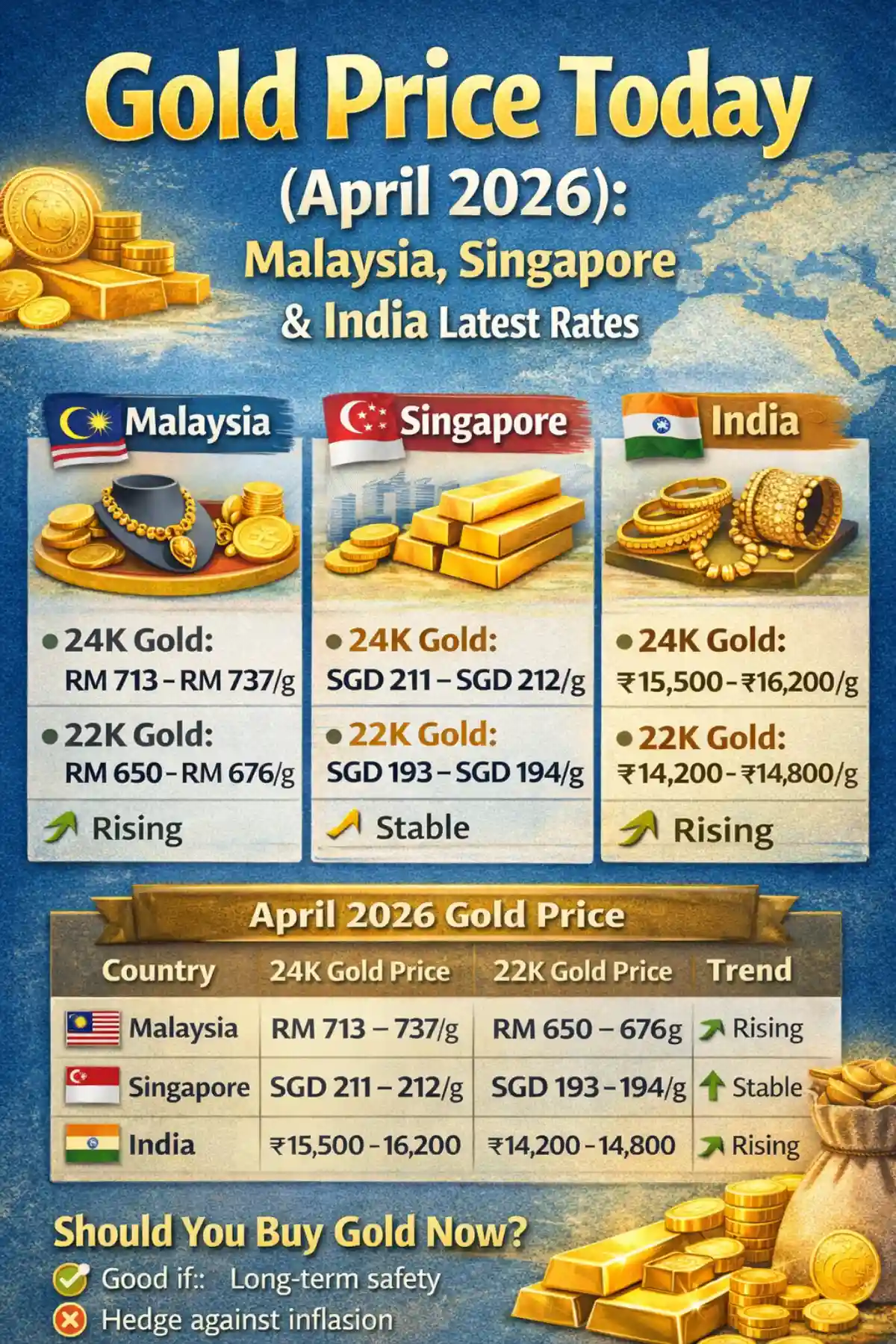 Gold Price Today (April 2026): Malaysia, Singapore & India Latest Rates